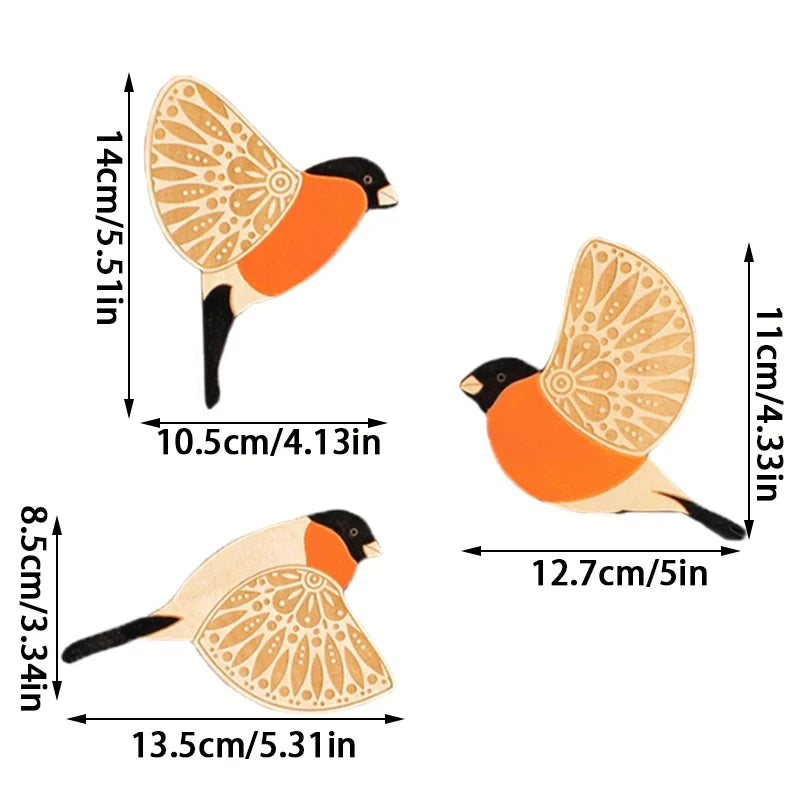 3-Piece Wooden Bird Wall Decor Set – Patterned Boho Home Decor for Indoors & Outdoors Bird Lover Gift for Birder