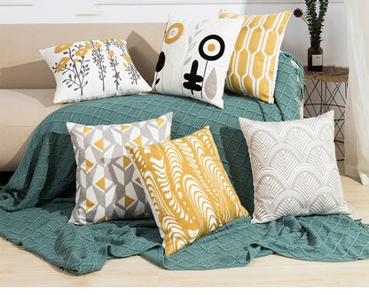 Cozy Embroidered Throw Pillow Cover – Nordic-Inspired Boho Home Decor Accent