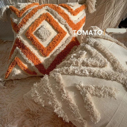 Bohemian Pillow Cushion Cover Geometry Embroidered Tassel Embroidery Pillowcase Throw Decorative Living Room Sofa Home Bed Decor Boho 1Pc