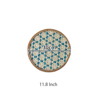Hand-Woven Bamboo Boho Placemats – Round Rattan Table Mats for Rustic Kitchen