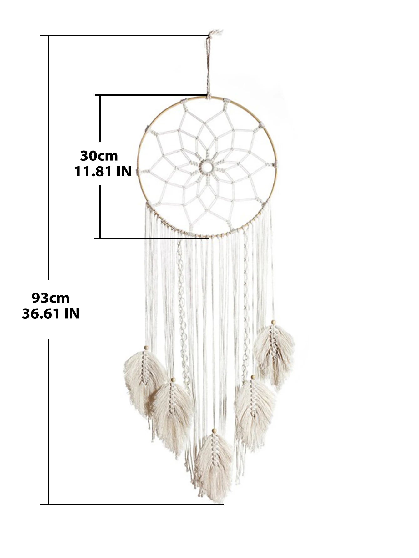 Boho Macrame Dream Catcher with Leaf Design – Handmade Tapestry Wall Hanging for Bedroom Decor