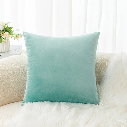 Velvet Pillowcase Sofa Cushion Cover – Solid Color Throw Pillow Case for Living Room