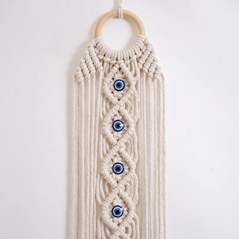 Boho Evil Eye Macrame Wall Hanging – Handwoven Cotton Tapestry for Bedroom, Living Room, Entryway Wall Art for Boho Home Decor - My Boho Home