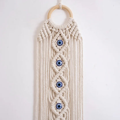 Boho Evil Eye Macrame Wall Hanging – Handwoven Cotton Tapestry for Bedroom, Living Room, Entryway Wall Art for Boho Home Decor - My Boho Home