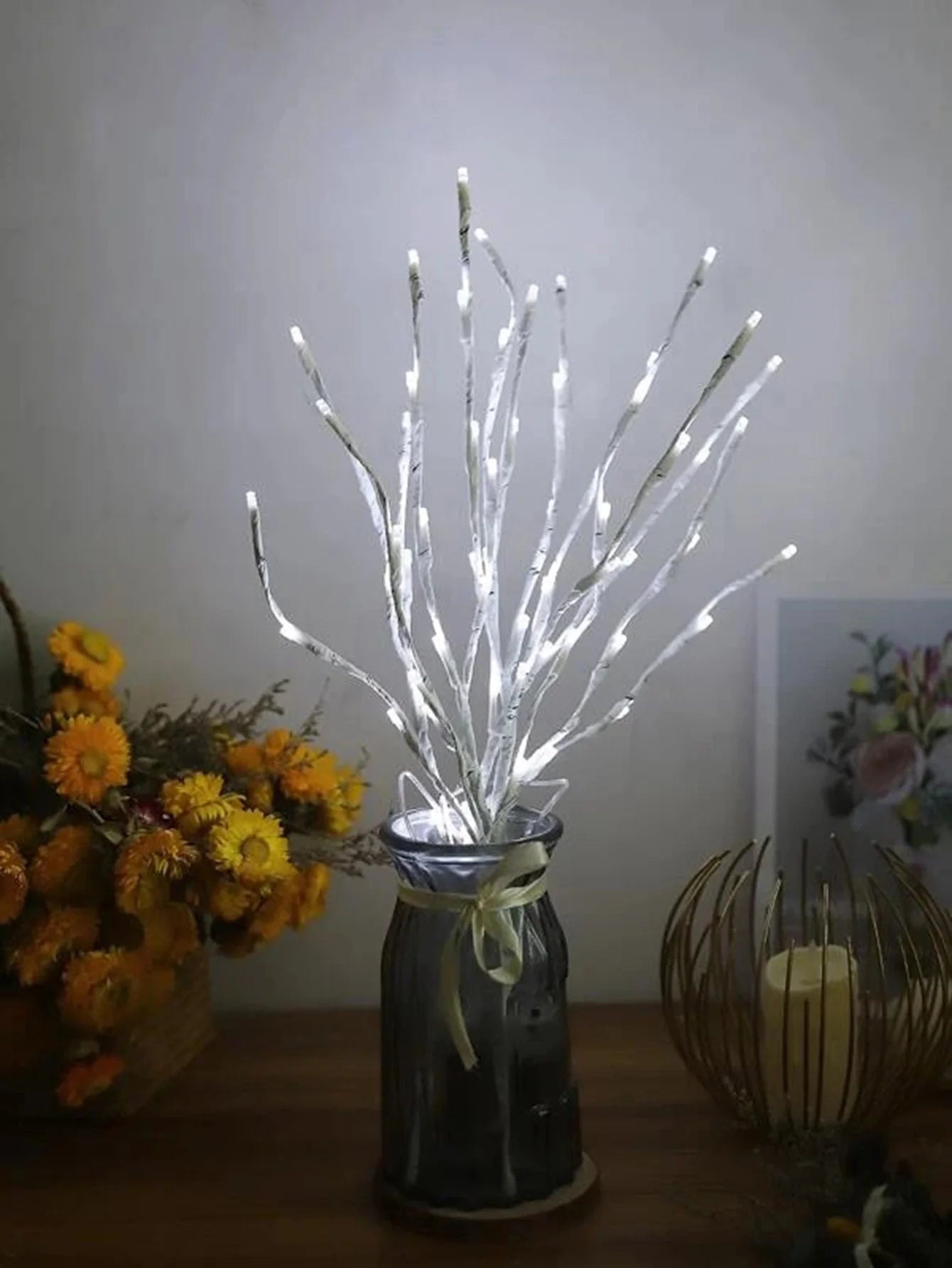 1 PC White Birch Branch Light LED Festive Lights Battery Operated For Christmas Party Wedding Decoration Home Decor Twig Boho Warm Lighting