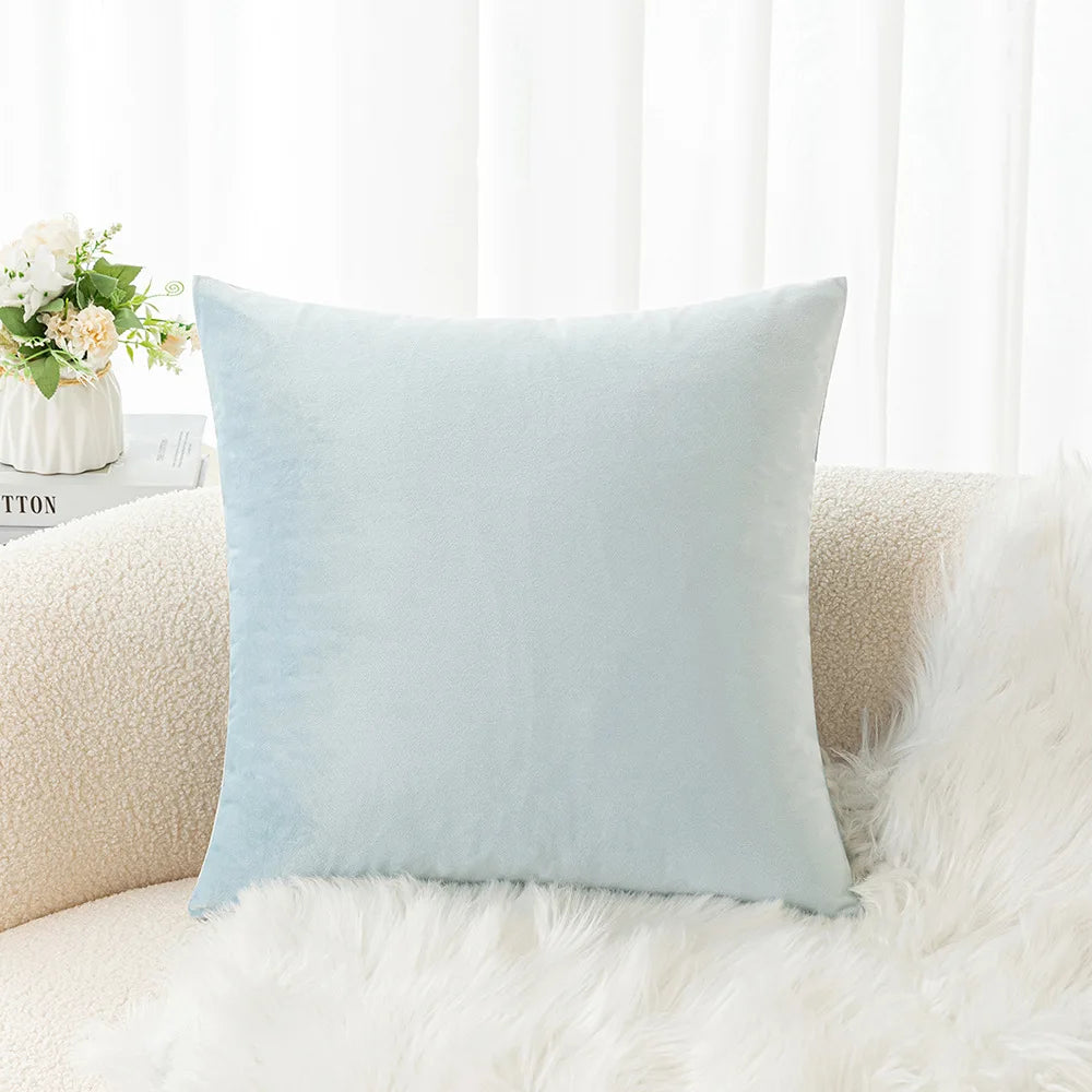Velvet Pillowcase Sofa Cushion Cover – Solid Color Throw Pillow Case for Living Room