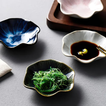 Ceramic Flower Sauce Dish – Mini Floral Porcelain Dipping Bowl for Soy Sauce, Nuts & Charcuterie