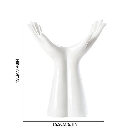 Modern Nordic Hand-Shaped Ceramic Vase – Unique Artistic Flower Pot for Home & Office Decor