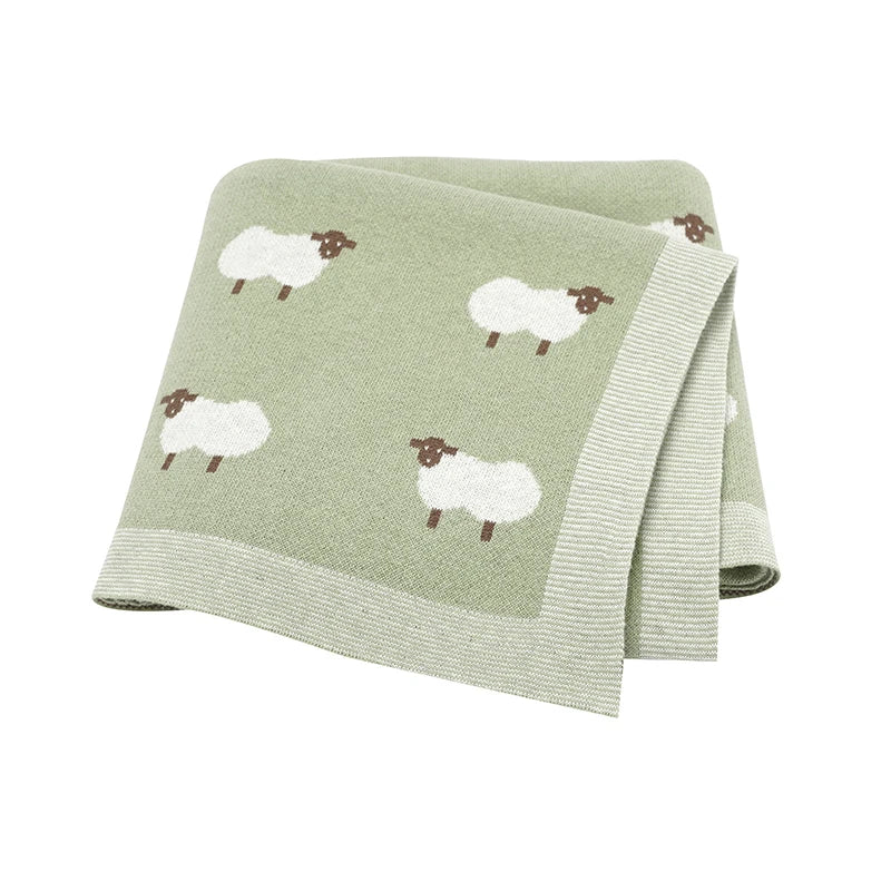 🐑 Cozy Cotton Baby Blanket – Soft & Breathable Knit for Newborns & Toddlers