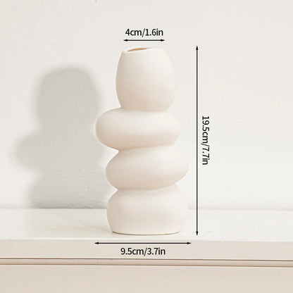 Modern White Ceramic Vase – Minimalist Decorative Vase for Pampas Grass, Flowers & Home Accents
