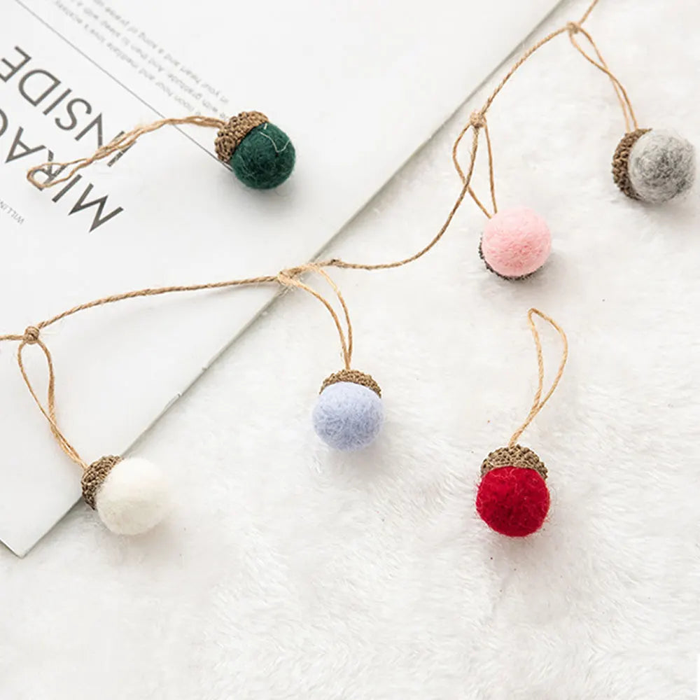 Wool Felt Acorn Ornaments – Set of 6