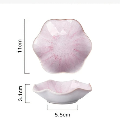 Ceramic Flower Sauce Dish – Mini Floral Porcelain Dipping Bowl for Soy Sauce, Nuts & Charcuterie