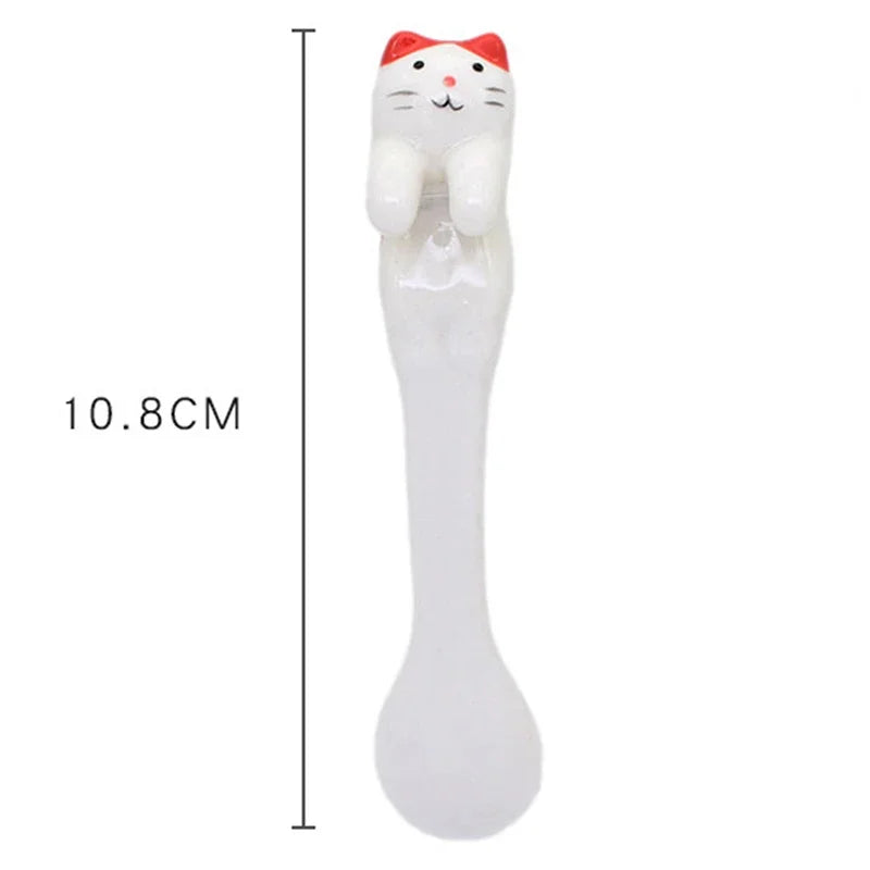 Ceramic Cat Hanging Spoon – Cute Animal Coffee & Dessert Spoon for Cat Lovers