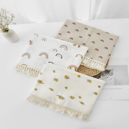 🌿 Cotton Muslin Swaddle Blanket – Soft, Breathable & Boho-Inspired for Newborns