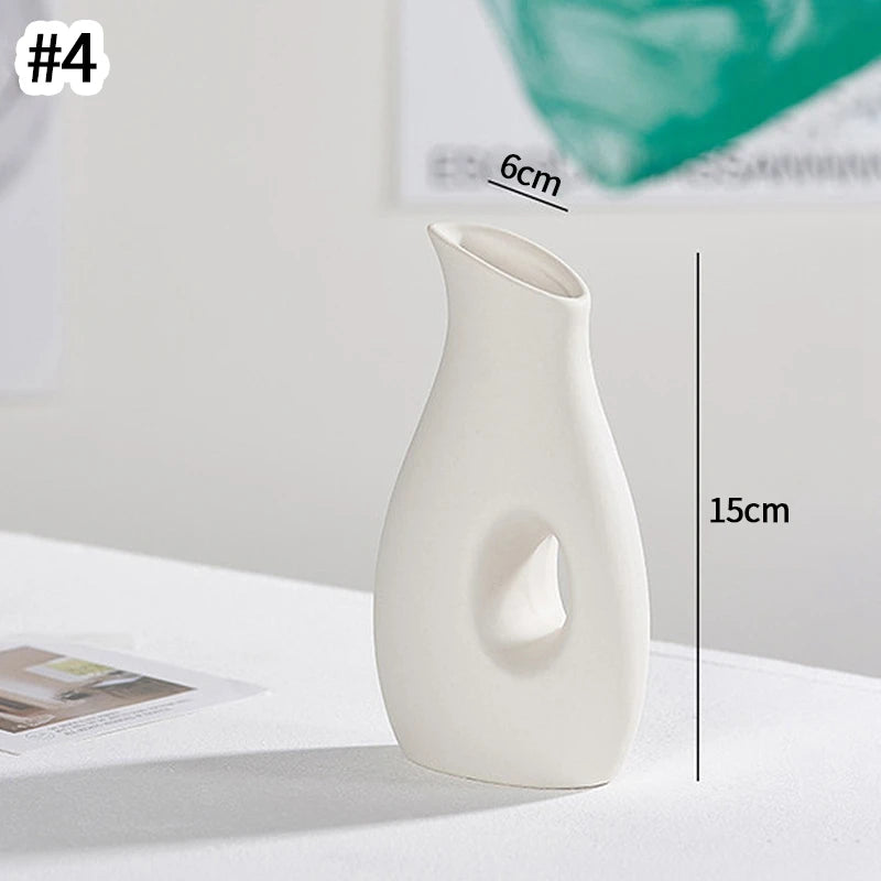 Modern White Ceramic Vase – Minimalist Decorative Vase for Pampas Grass, Flowers & Home Accents