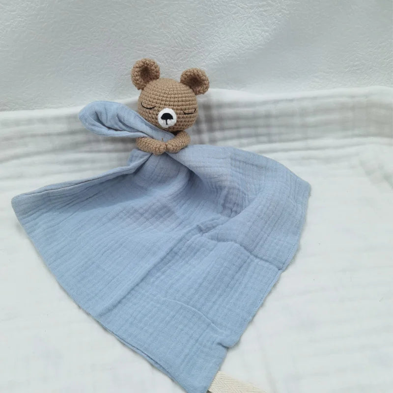 Boho Baby Soother & Comforting Burb Cloth – Soft Sleeping Animal Stuffed Teether for Infants