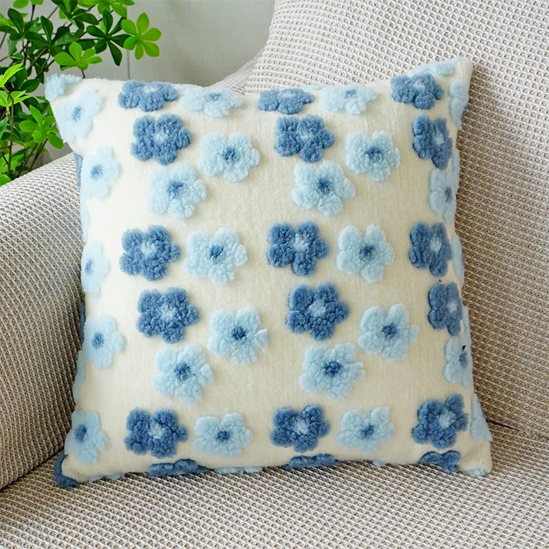 Embroidered Floral Throw Pillow Cover – Boho Decorative Cushion Cover for Sofa, Bed, or Chair | Housewarming Gift