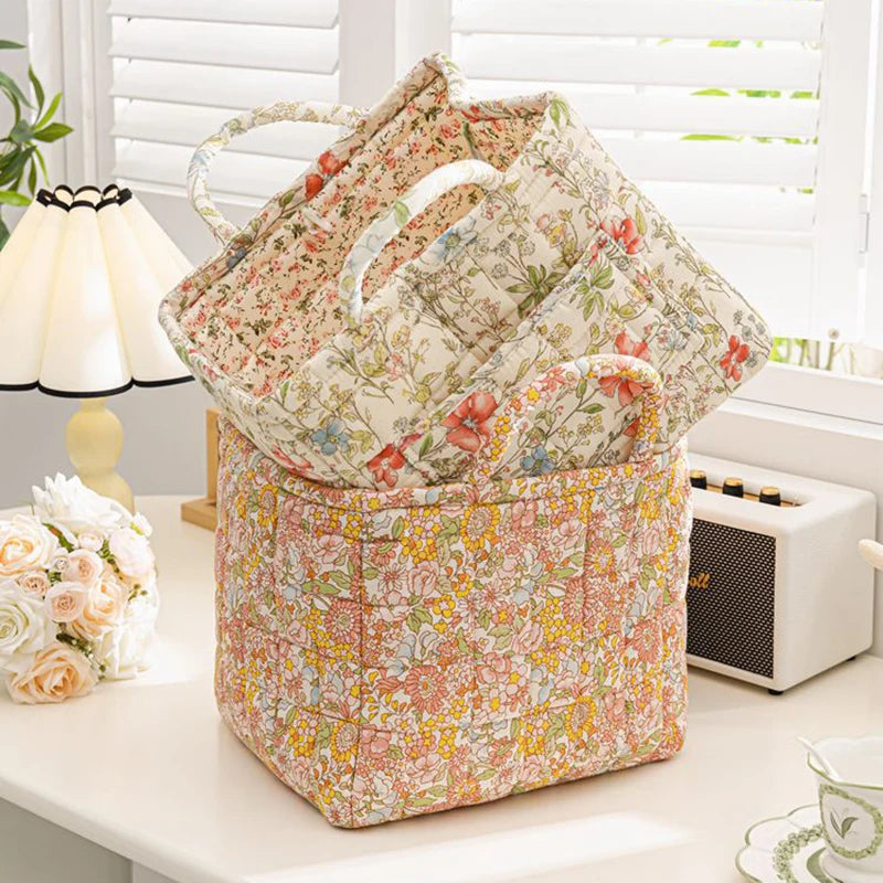 boho home decor, floral fabric storage basket, large laundry hamper, foldable storage bin, fabric organizer basket, boho floral hamper, home organization basket, decorative laundry bin, eco-friendly laundry hamper, housewarming gift