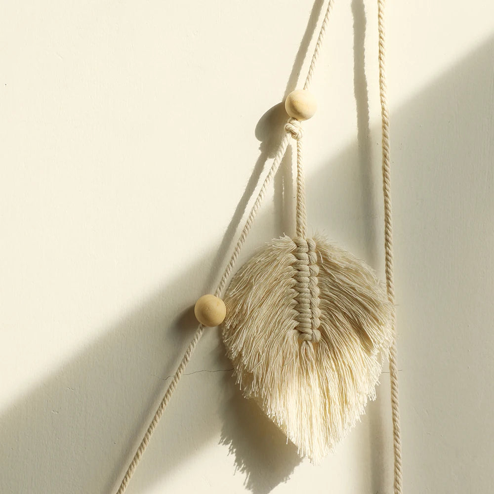 Large Macrame Wall Hanging Boho Leaf Tassels Decoration Wall Decor Art Tapestry Home Decorations for Bedroom Living Room