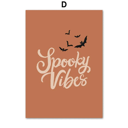 Fall Halloween Skull & Plant Canvas Wall Art Prints