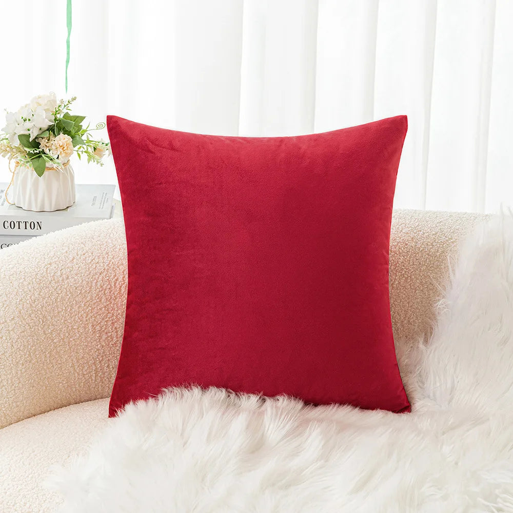 Velvet Pillowcase Sofa Cushion Cover – Solid Color Throw Pillow Case for Living Room