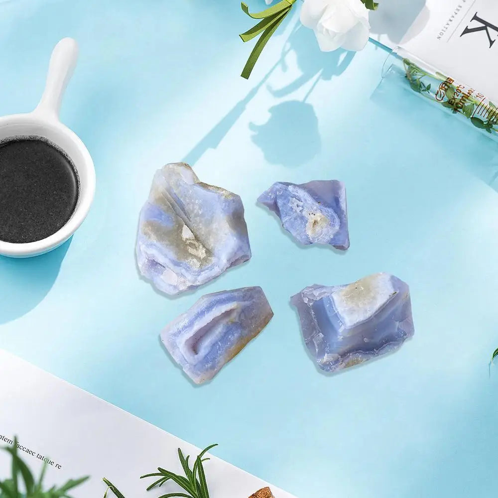 Blue Agate Rough Vase Filler Rocks Natural Mineral Ore Blue Lace Agate Crystal For Bonsai Fish Tank Flower Pot Decoration