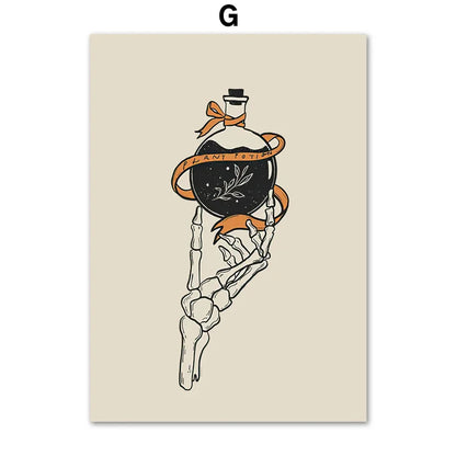 Fall Halloween Skull & Plant Canvas Wall Art Prints