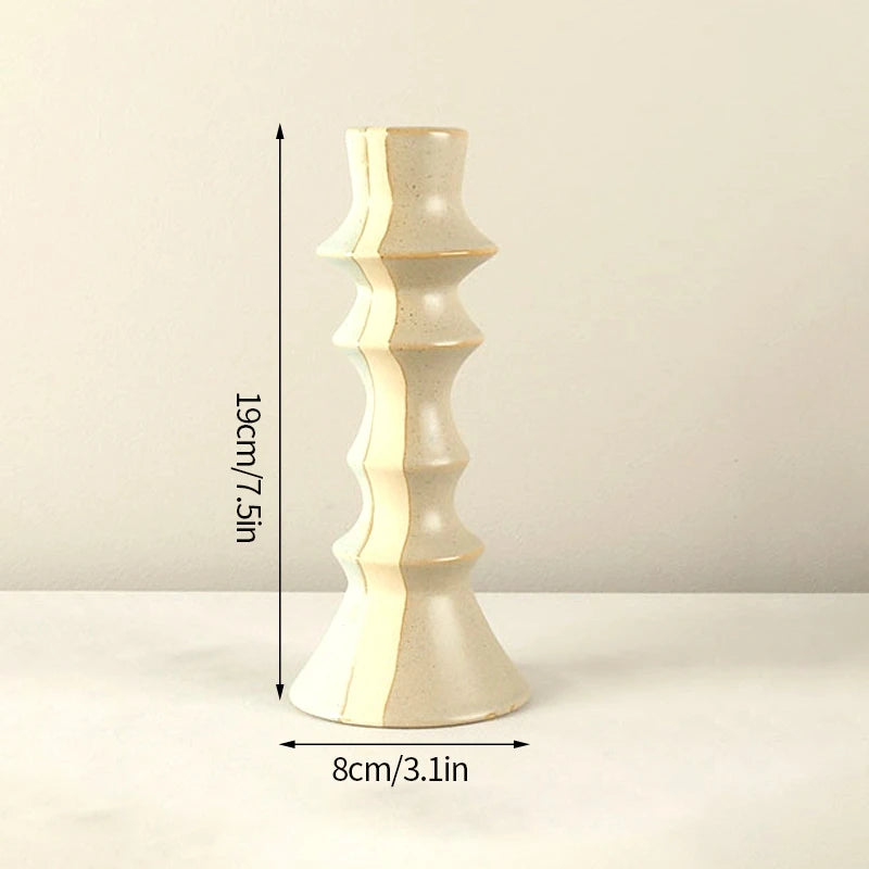 Ceramic Candlestick Nordic Candle Holder Home Decoration Boho Decor Clay Pottery