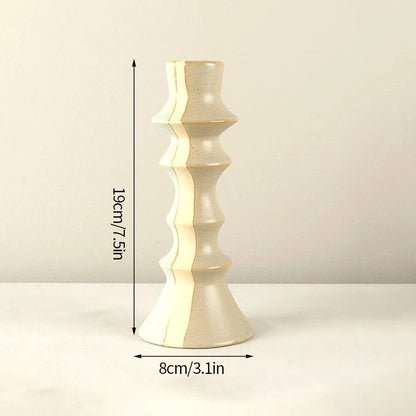 Ceramic Candlestick Nordic Candle Holder Home Decoration Boho Decor Clay Pottery