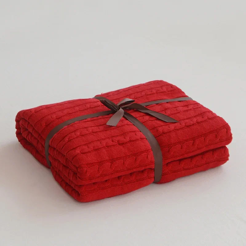 100% Cotton Cable Knit Throw Blanket – Soft & Breathable Boho Home Decor