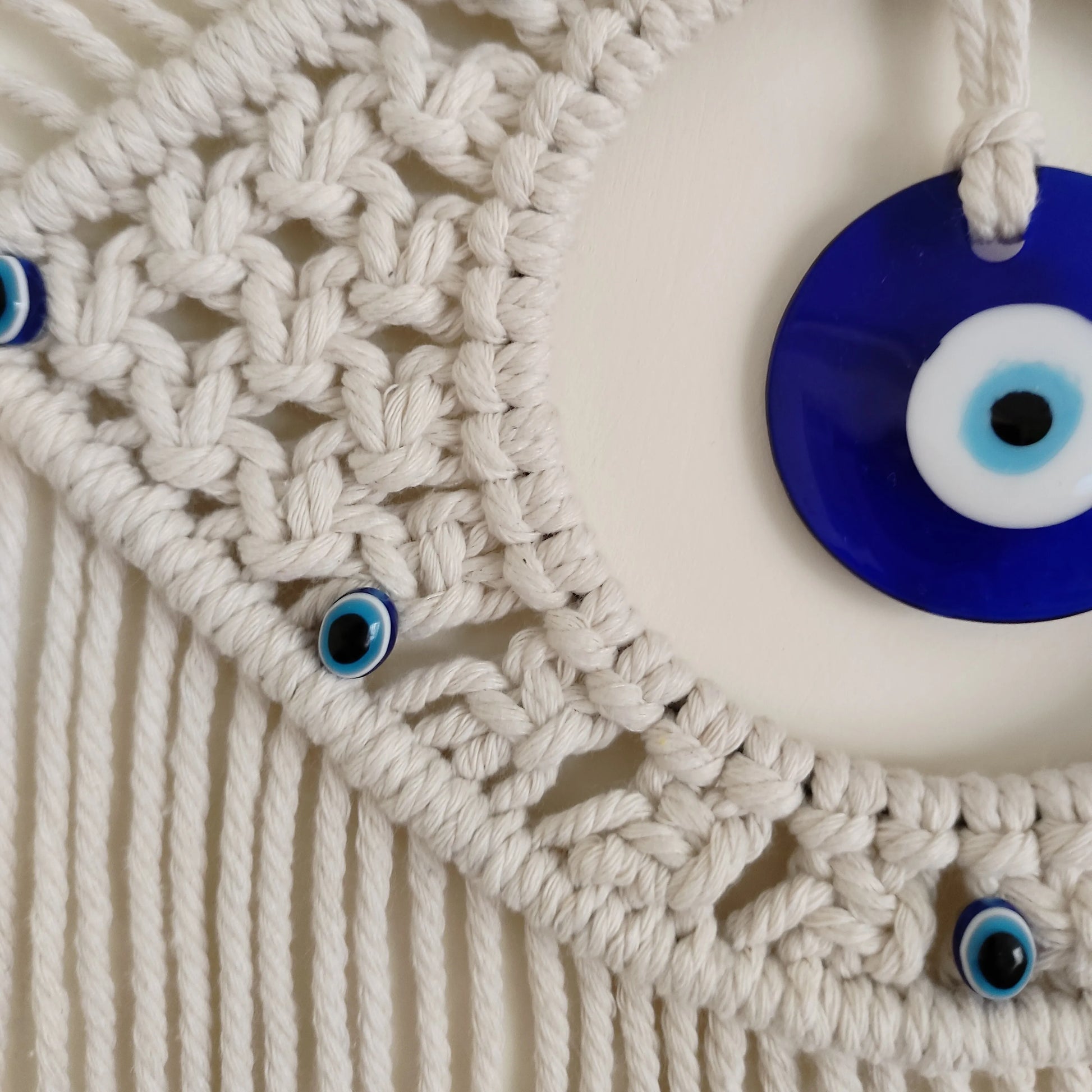 Evil Eye Macrame Wall Hanging – Handmade Boho Home Decor Tapestry