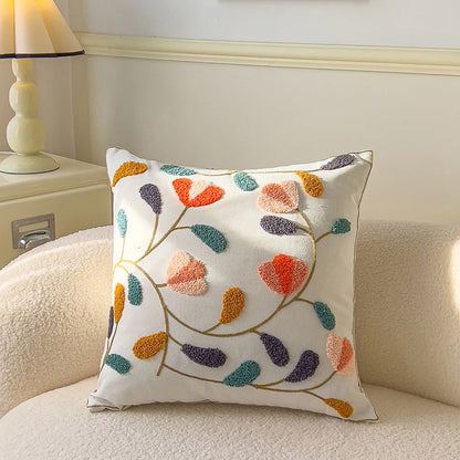 Boho Floral Tufted Decorative Throw Pillow Cover