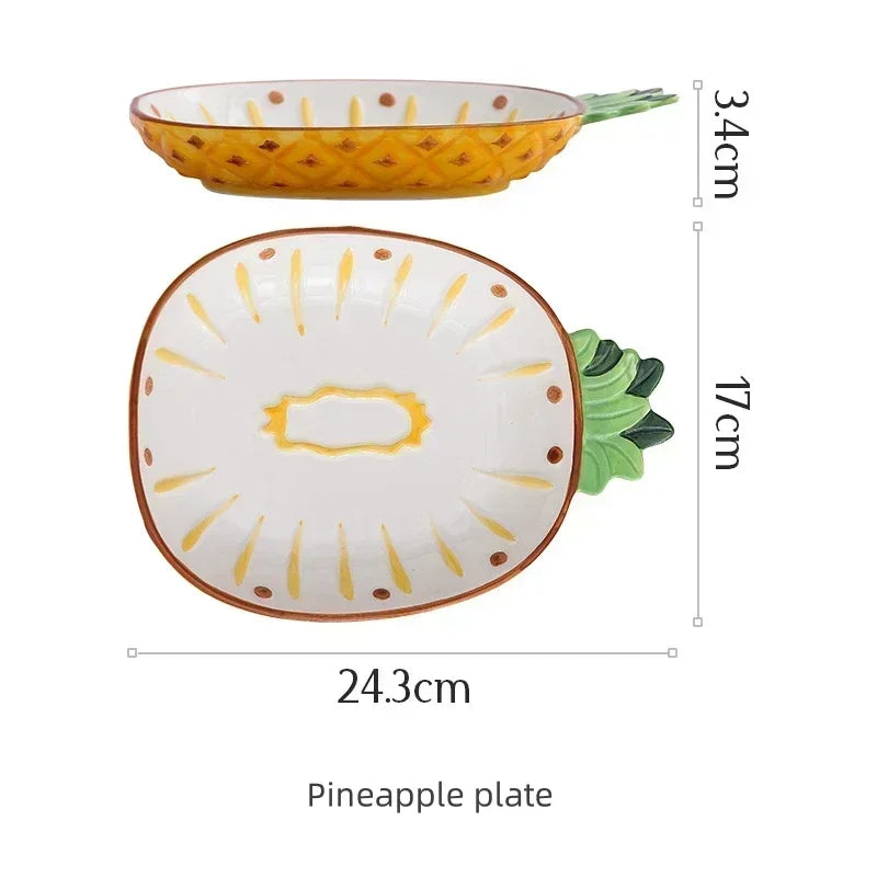 Hand-Painted Fruit Ceramic Bowl – Cute Pineapple, Strawberry, or Lemon Design