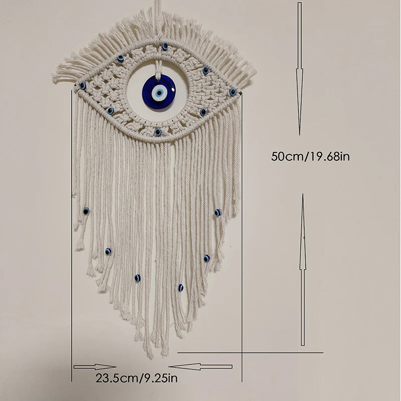 Evil Eye Macrame Wall Hanging – Handmade Boho Home Decor Tapestry