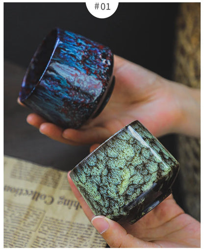 Colorful Reactive Glaze Ceramic Coffee Mug – 6oz Espresso & Tea Cup for Home, Office & Café