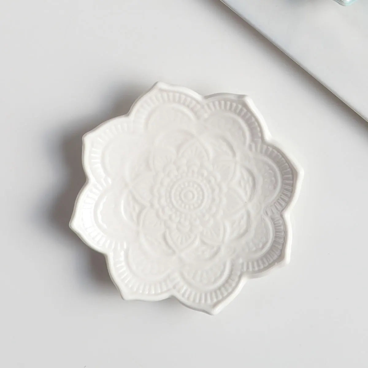 Nordic Ceramic Mandala Small Jewelry Dish Earrings Necklace Ring Storage Plate Display Bowl Flower Decoration Tray Home Decor Bedroom Bathroom Living Room Boho 1Pc