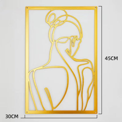 Woman Face Body Outline Kiss Silhouette Iron Wall Hanging Decor Abstract Line Ornament Beautiful Art for Living Room Bedroom Home Artwork Decor