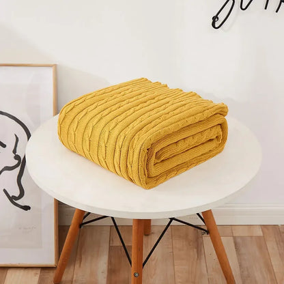 100% Cotton Cable Knit Throw Blanket – Soft & Breathable Boho Home Decor