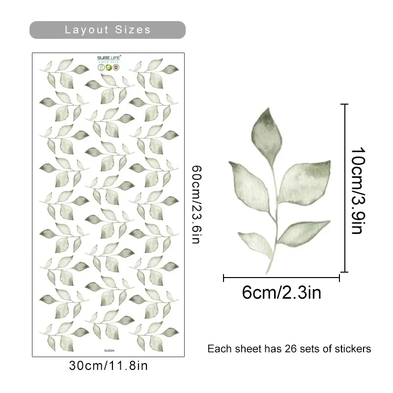 Boho Floral Leaf Wall Stickers – Removable 3D Vinyl Decals for Kids' Nursery & Home Decor - Neutral Flowers