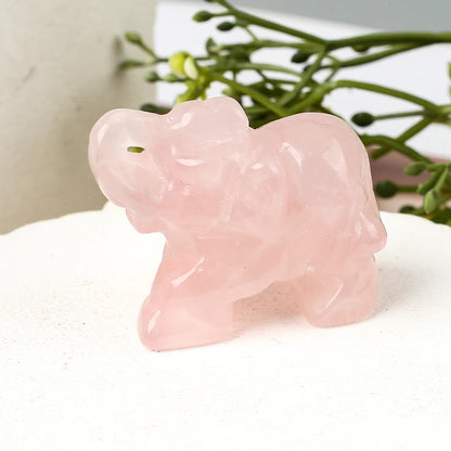 Hand-Carved Crystal Elephant Figurine – Natural Gemstone Animal Statue for Chakra, Meditation & Boho Home Decor