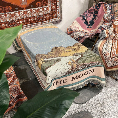 Tarot Tapestry Blanket – Boho Woven Throw for Sofa, Bed, Picnic & Travel