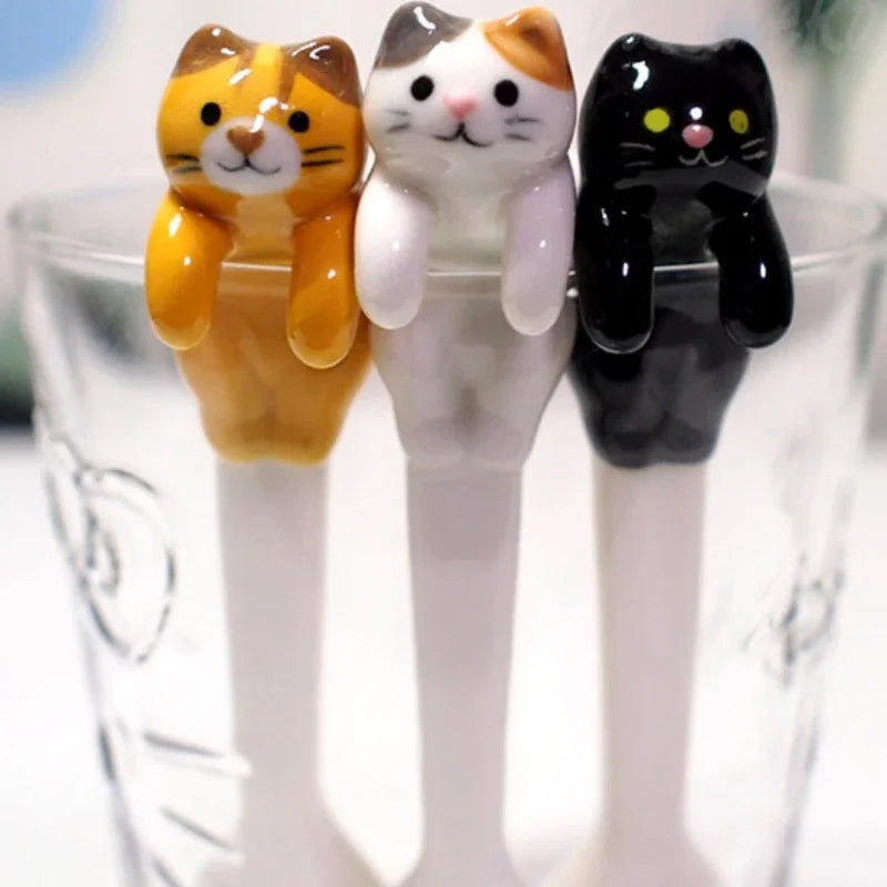 Ceramic Cat Hanging Spoon – Cute Animal Coffee & Dessert Spoon for Cat Lovers