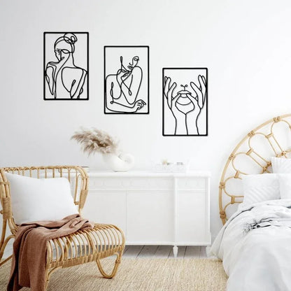 Woman Face Body Outline Kiss Silhouette Iron Wall Hanging Decor Abstract Line Ornament Beautiful Art for Living Room Bedroom Home Artwork Decor