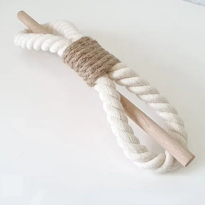 White rope with wooden handles on a white background boho home decor, curtain tie back, wooden curtain buckle, nordic home accessory, hemp rope curtain tie, rustic window decor, boho curtain accessory, modern farmhouse, minimalist curtain hold, housewarming gift idea