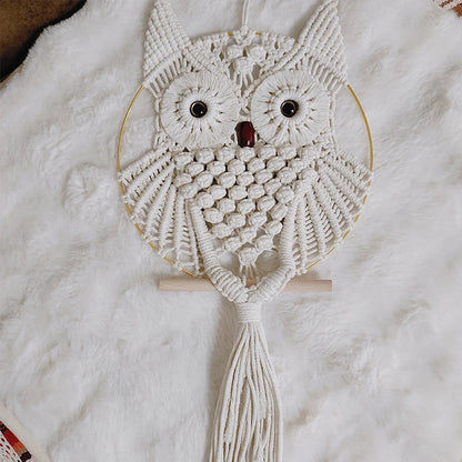 Boho Owl Macrame Wall Hanging – Cotton Woven Tapestry for Boho Home Decor | Handmade Owl Wall Art