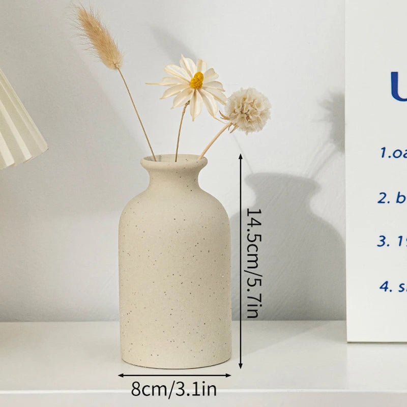 My Boho Home Modern White Ceramic Vase – Minimalist Decorative Vase for Pampas Grass, Flowers & Home Accents