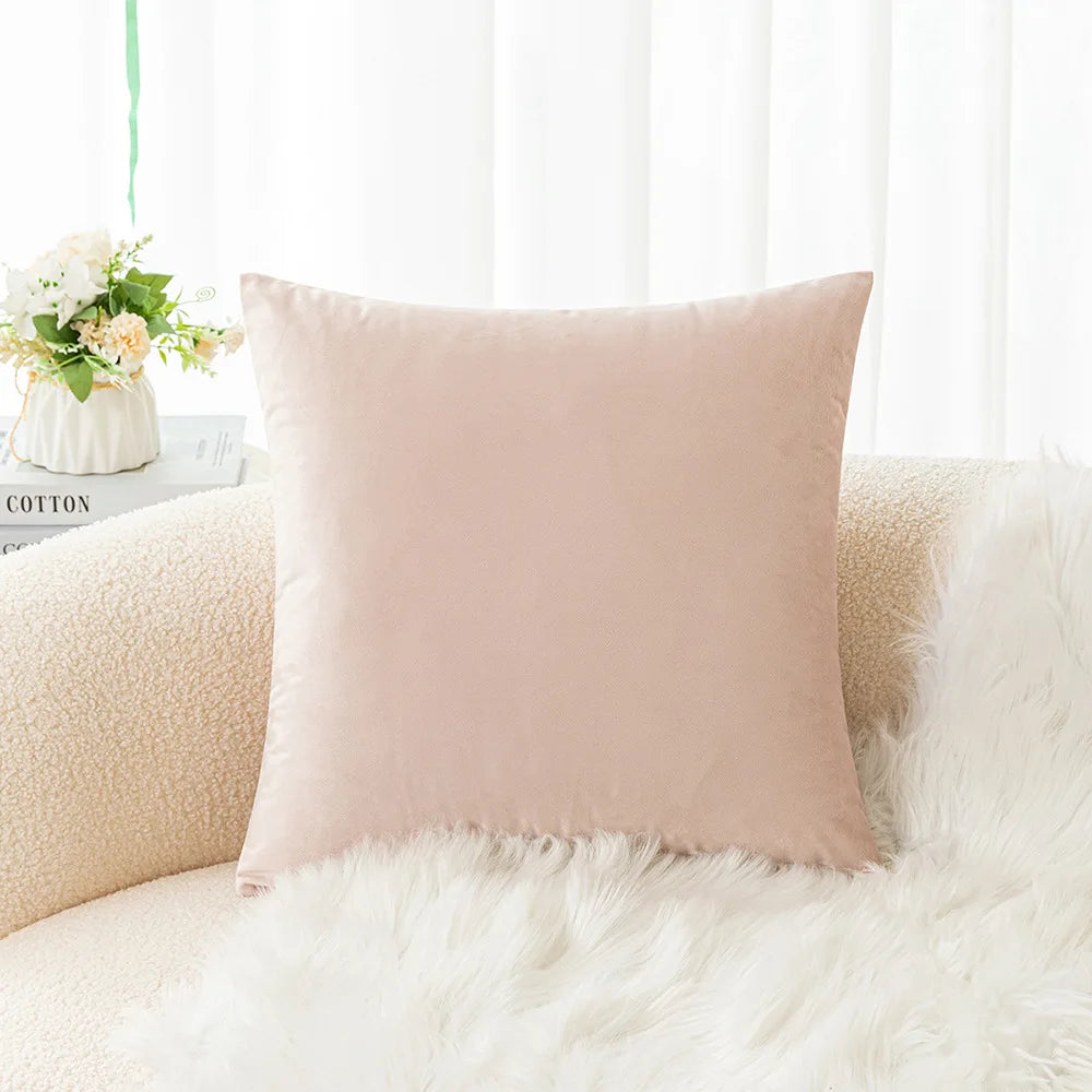 Velvet Pillowcase Sofa Cushion Cover – Solid Color Throw Pillow Case for Living Room