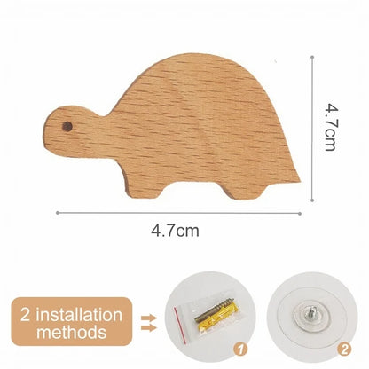 Cute Wooden Animal Wood Wall Hook – Beech Wood Decorative Hanger for Kids Rooms, Entryways, Kitchens & More (1pc)  Giraffee Rabbit Hippo Cat Octopus Lion Cat Dog Elephant Dog Nursery Turtle Mountain