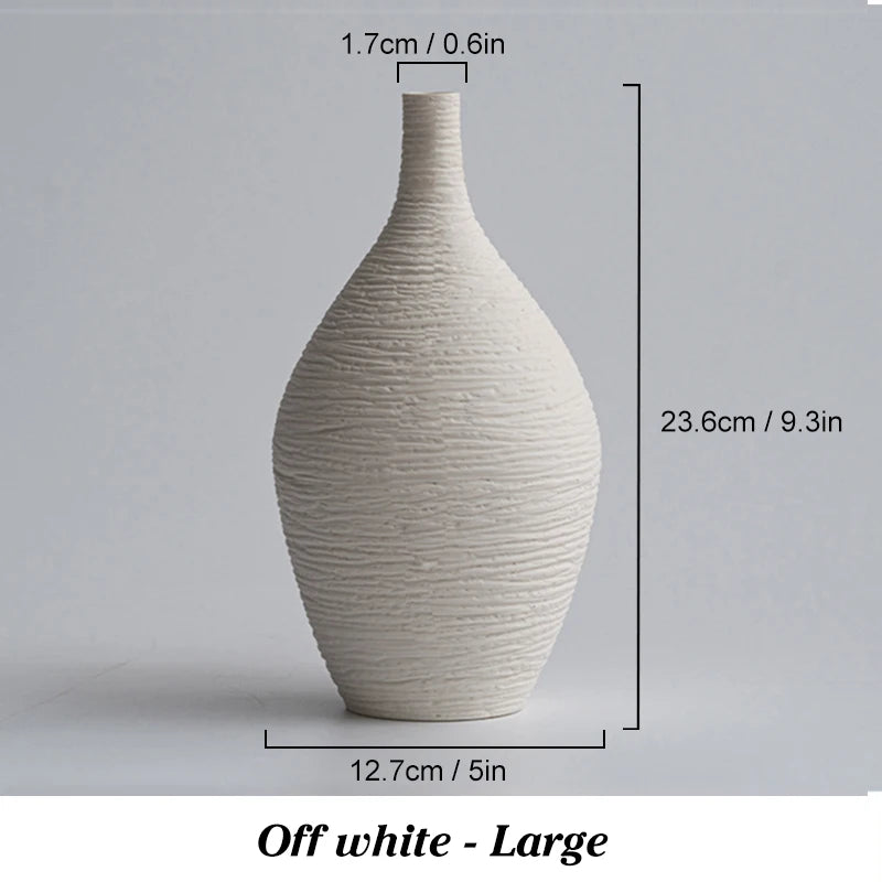 Simple Ceramic Vase Decoration for Home Nordic Luxury Narrow Mouth Flower Pot Living Room Interior Office Desktop Decor Gift Boho