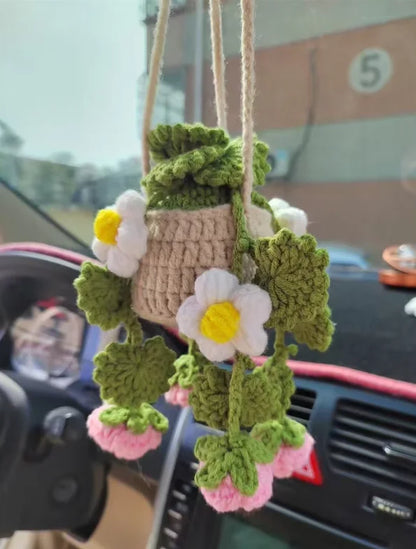 Handmade Crochet Succulent Car Hanging